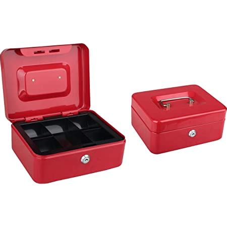 ashley bb-cb112 8-inch metal cash box with 2 keys|1x Red 20.5cm Metal Cash Box .